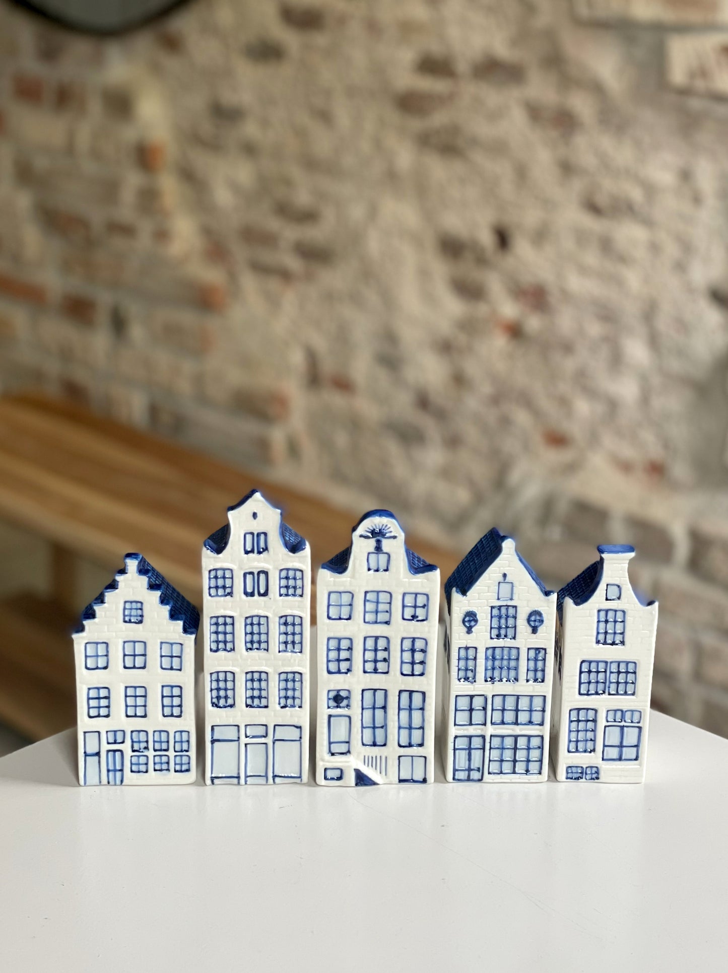 Delfts blauwe Huisjes - Set van 5 - 15 cm