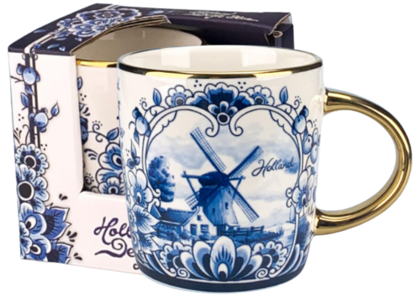 Delfts blauw Mokken - Set van 2 - Molen - 250 ml
