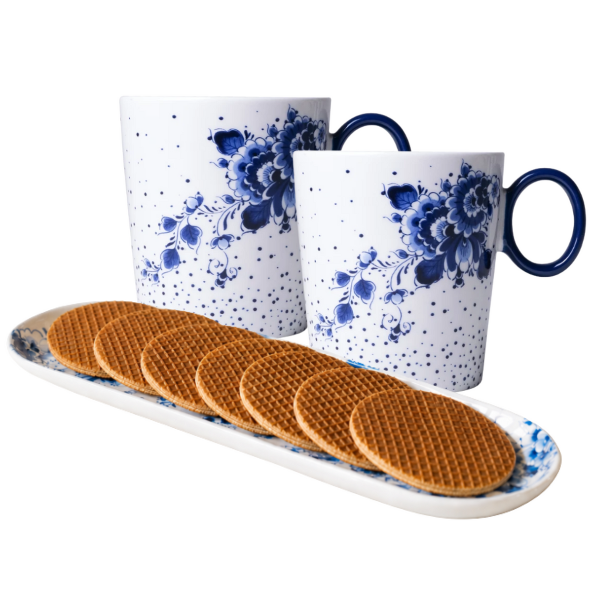 Delfts blauw cadeauset- 2 Heinen Delfts blauw mokken en serveerschaal