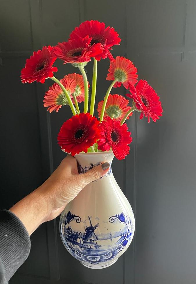Delfts blauw vaas - Molen - 24 cm
