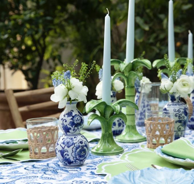 Delfts blauw vaasjes - Set van 3 - 15 cm - &klevering