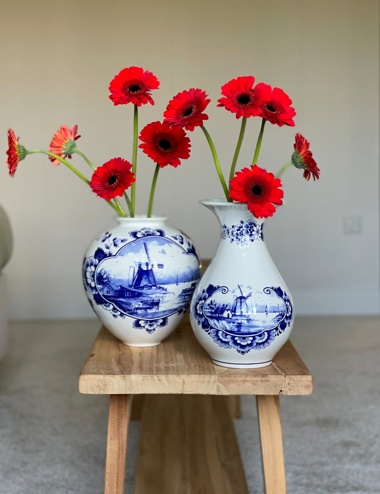 Delfts blauw vaas - Molen - 24 cm