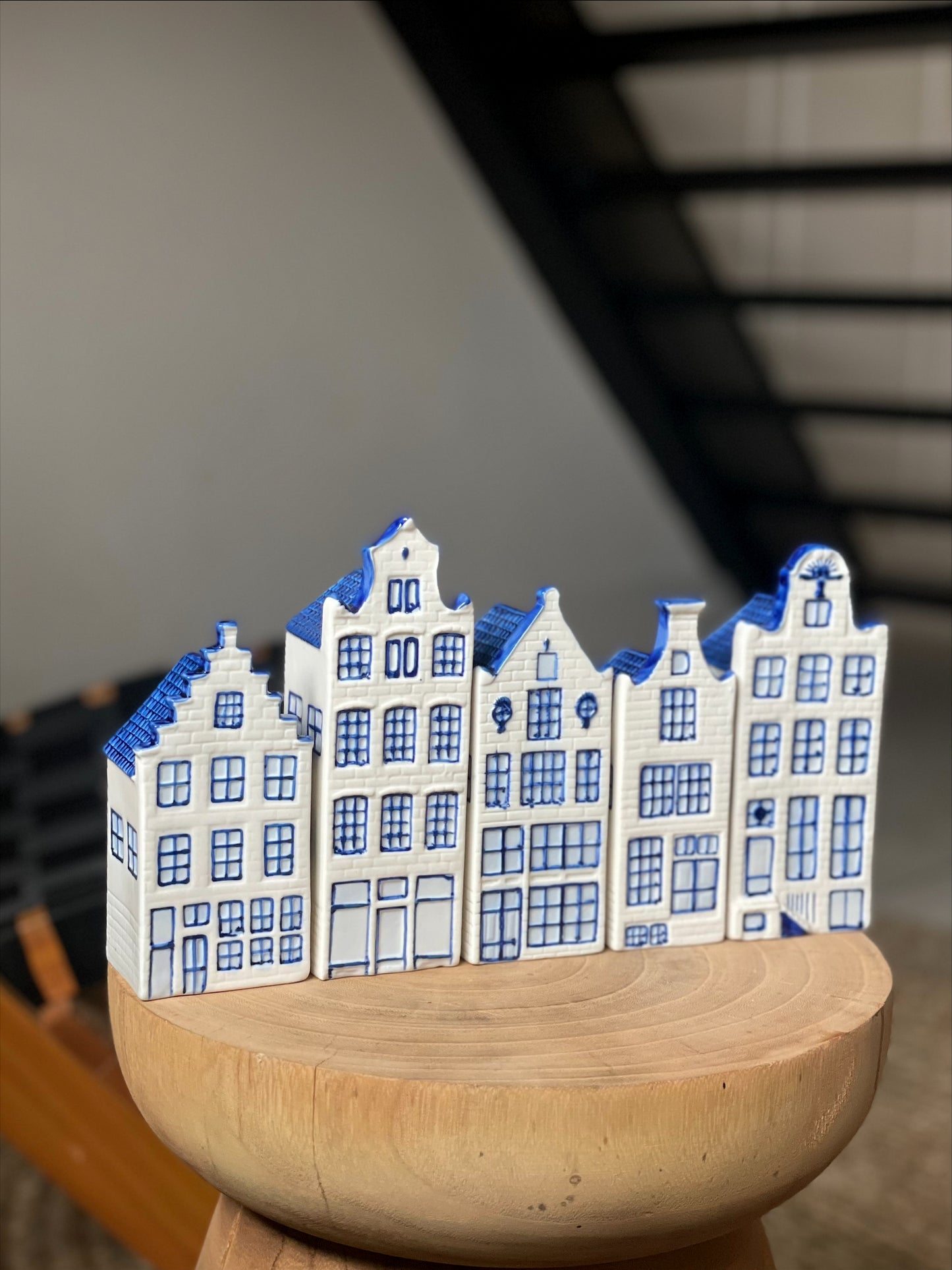 Delfts blauwe Huisjes - Set van 5 - 15 cm