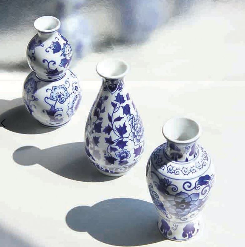 Delfts blauw vaasjes - Set van 3 - 15 cm - &klevering