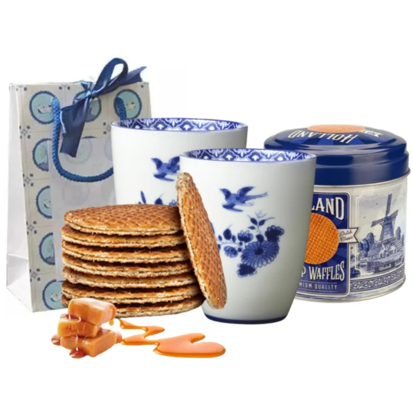 Luxe Delfts blauw cadeauset- Rijksmuseum Mokken en Stroopwafelblik