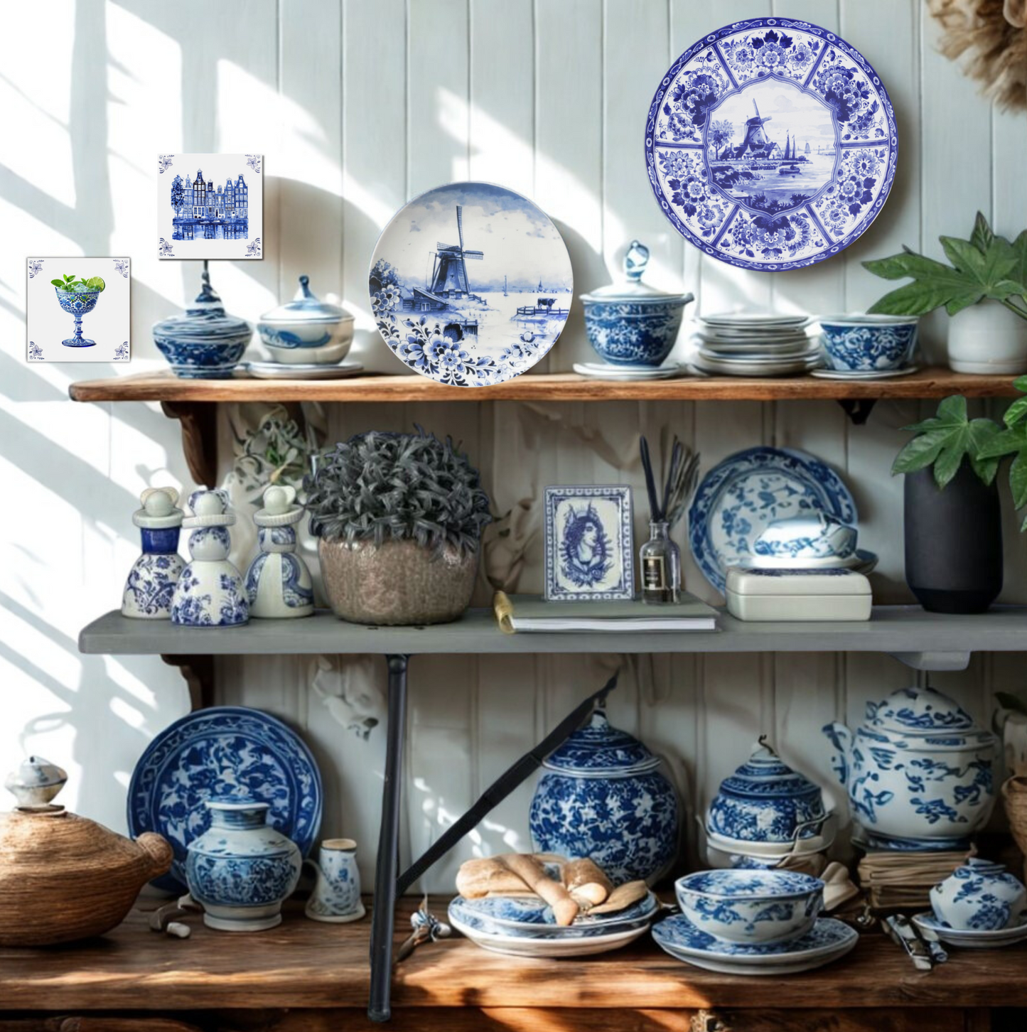 Delfts blauw Wandbord - Molen - Ø 28 cm - Royal Delft