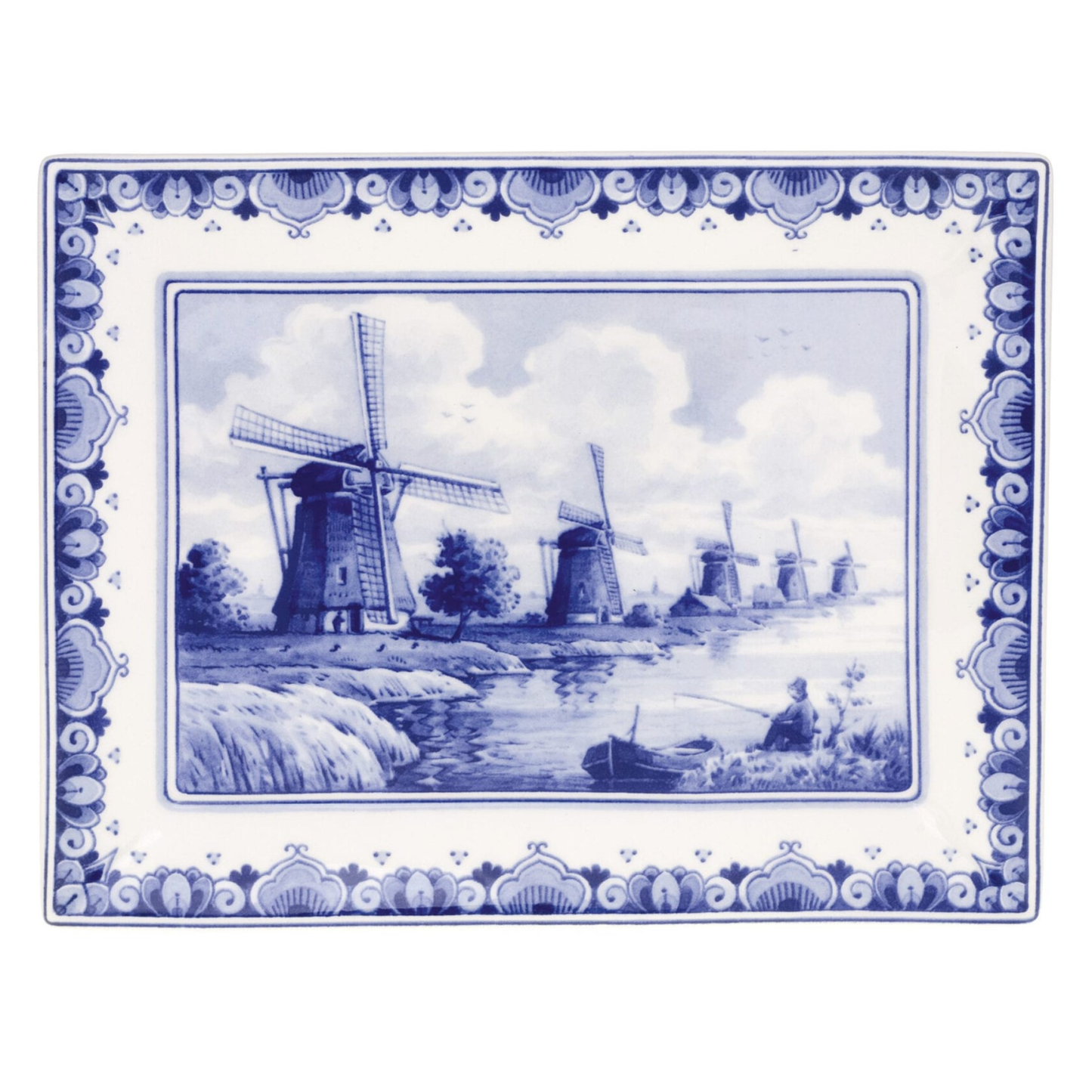 Delfts blauw bord - Kinderdijk - 22 x 17 cm - Royal Delft