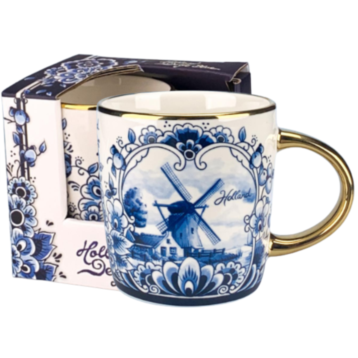 Delfts blauw Mokken - Set van 2 - Molen - 250 ml