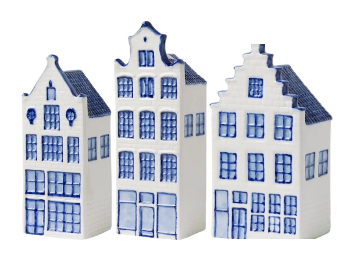 Delfts blauw Huisjes - Set van 3 - 15 cm
