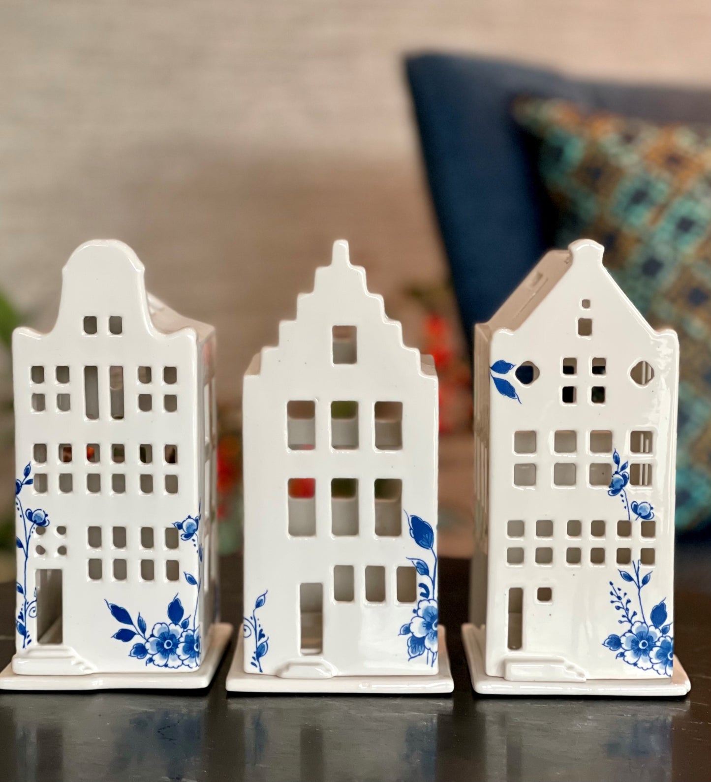Grachtenpanden - Waxinelichthouder - set van 3