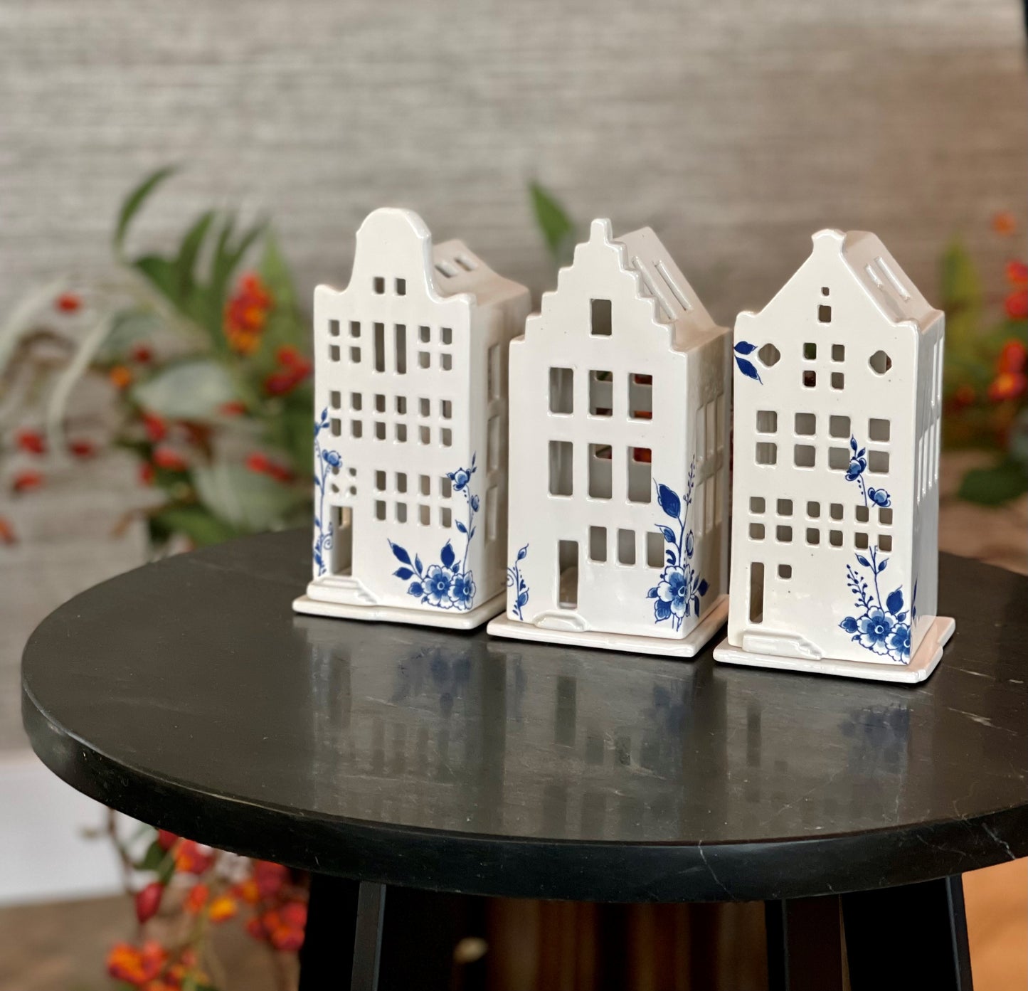 Grachtenpanden - Waxinelichthouder - set van 3