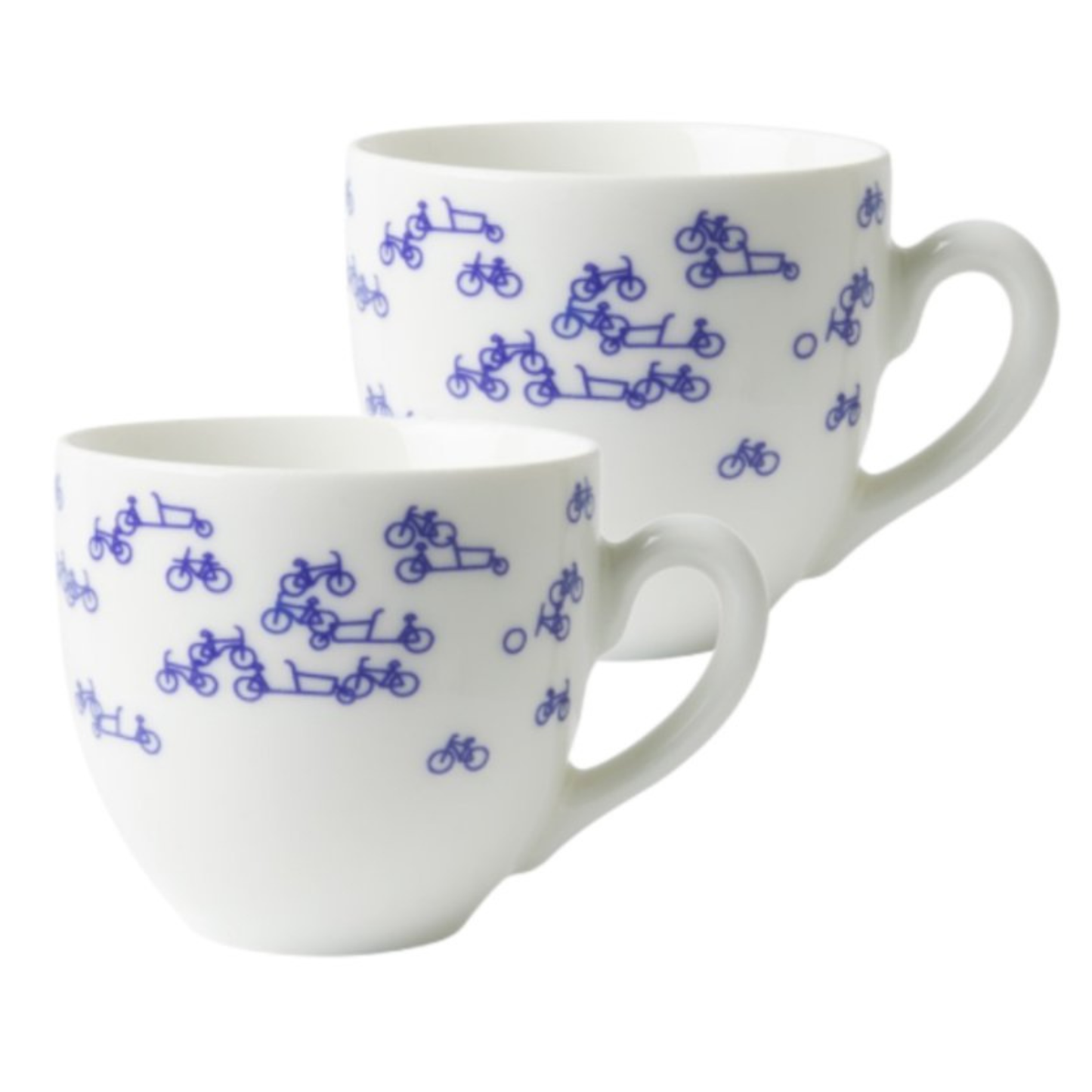 Heinen Delfts Blauw Koffiemokken 'De Blauwe Fiets' - Set van 2 - 150 ml