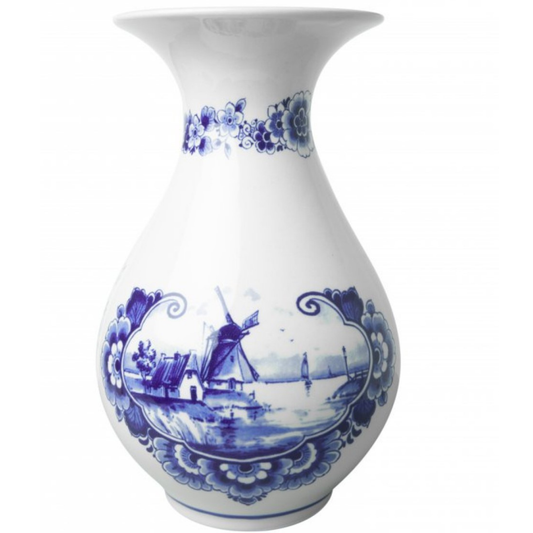 Delfts blauw vaas - Molen - 24 cm