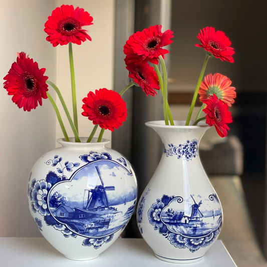 Bolvaas groot - vaas Delfts blauw- Molen - 20 cm