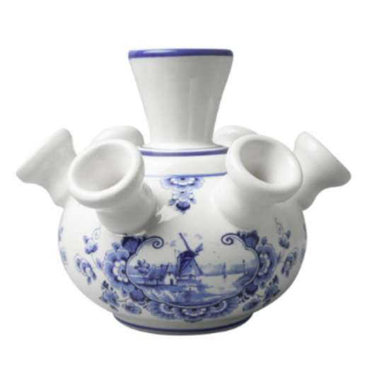 Delfts blauw Tulpenvaas - Molen - 12 cm