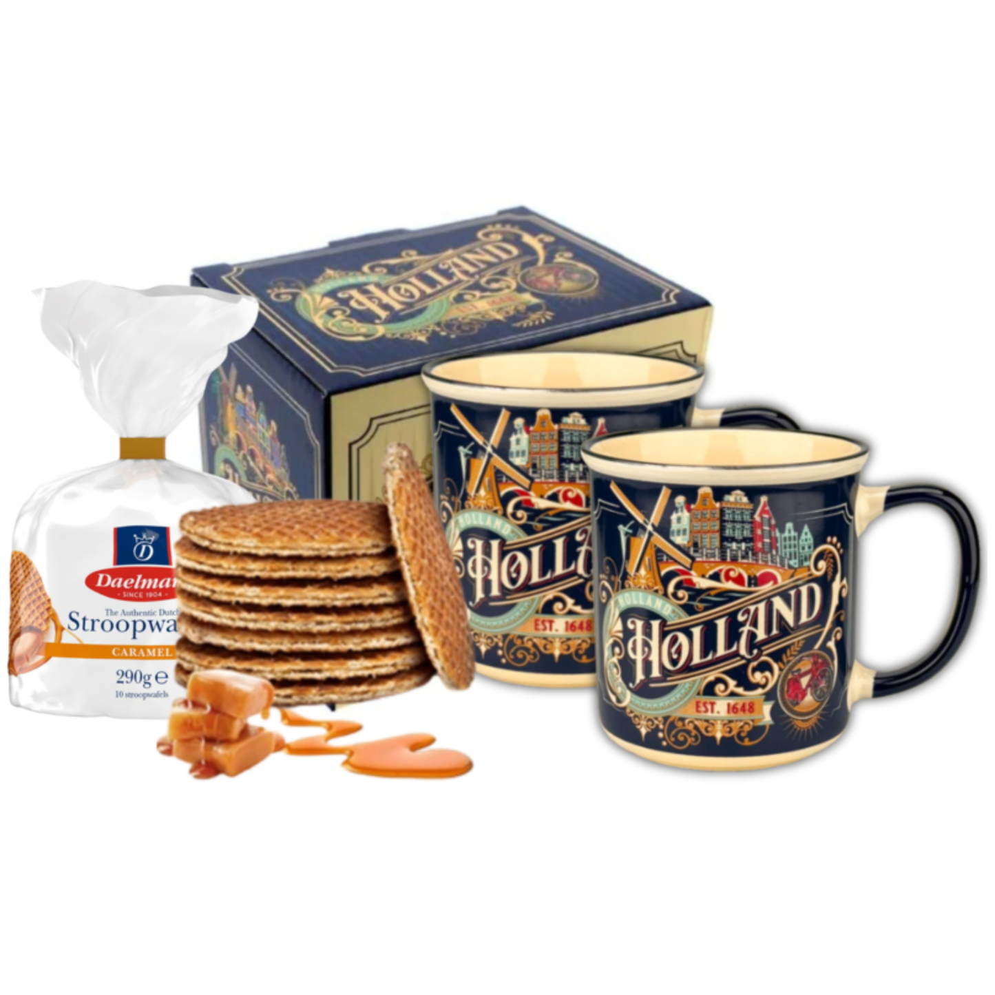 Holland mokken - Set van 2 - incl. Stroopwafels