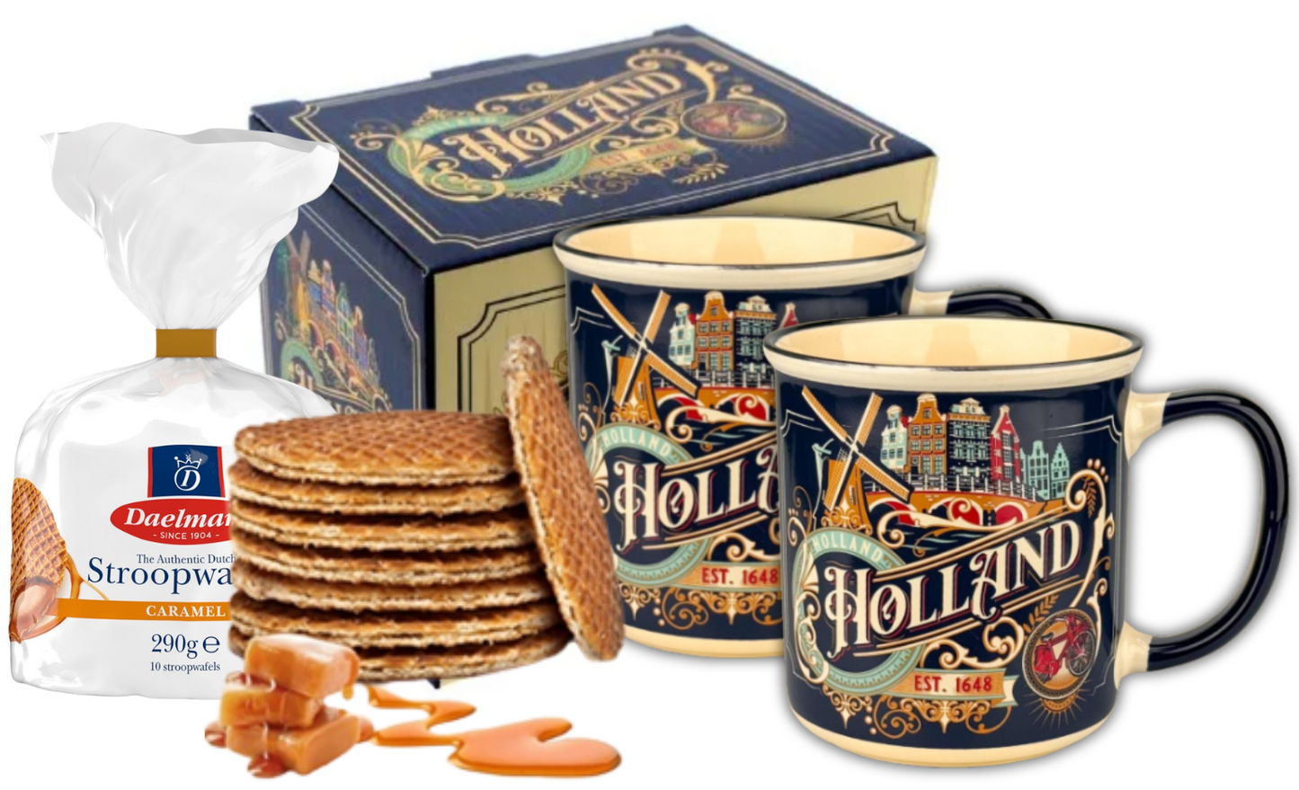 Holland mokken - Set van 2 - incl. Stroopwafels