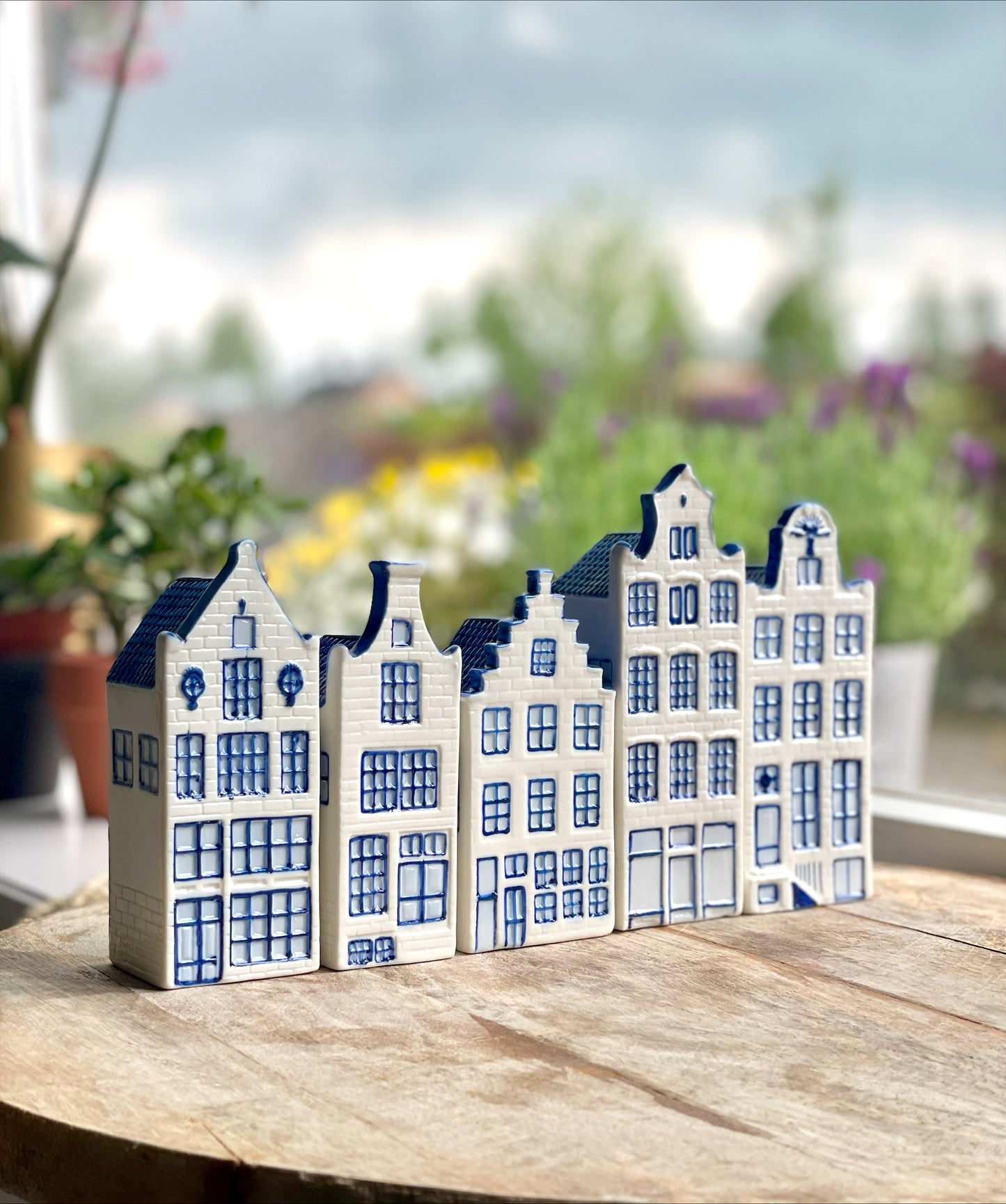 Delfts blauwe Huisjes - Set van 5 - 15 cm