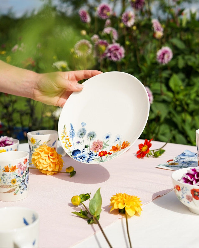 Ontbijtborden Wildbloemen - Ø 20 cm - Set van 2 - Heinen Delfts blauw