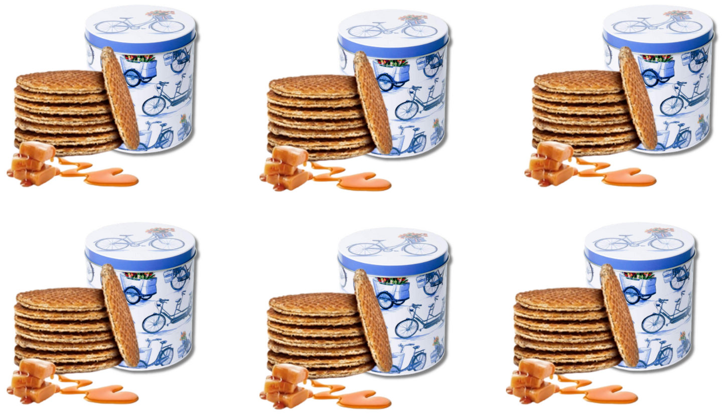 Luxe Stroopwafel Cadeauset - 6 Verpakte Blikken in Tas