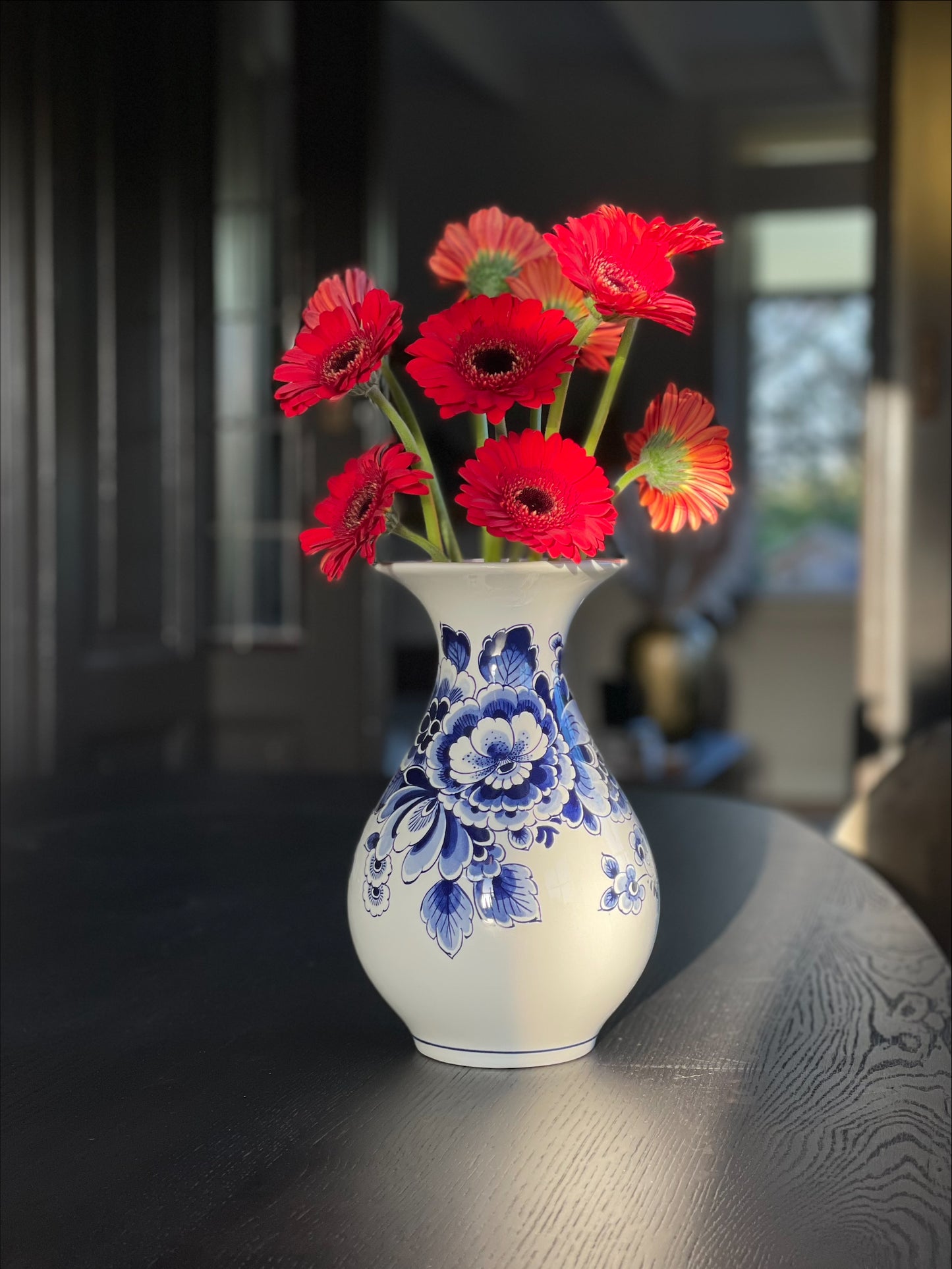 Delfts blauw Vaas - Bloemen - 23 cm