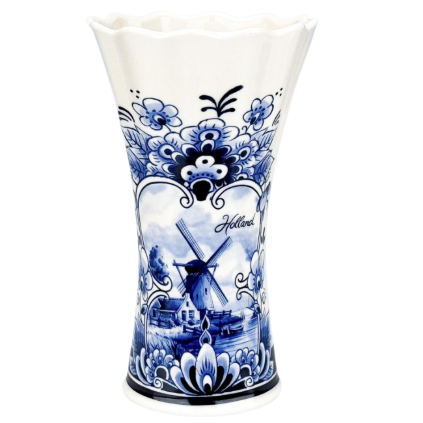Delfts blauw Vaas - Molen - 12 cm