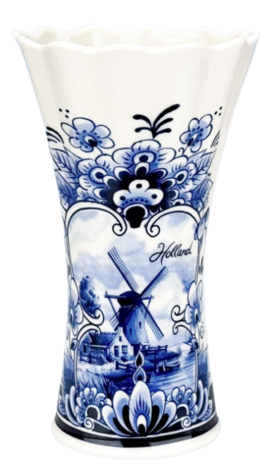 Delfts blauw Vaas - Molen - 12 cm