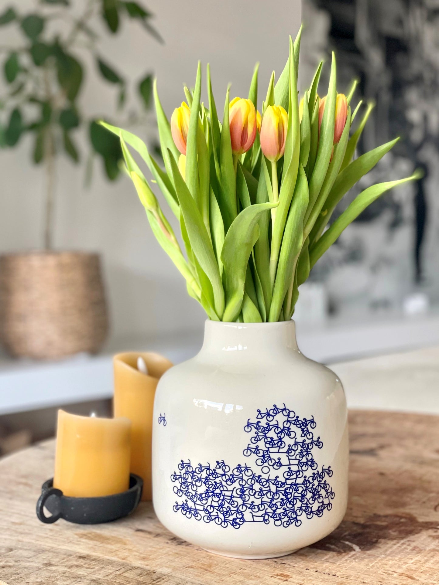 Vaas Delfts blauw - Fietsen - 20 cm